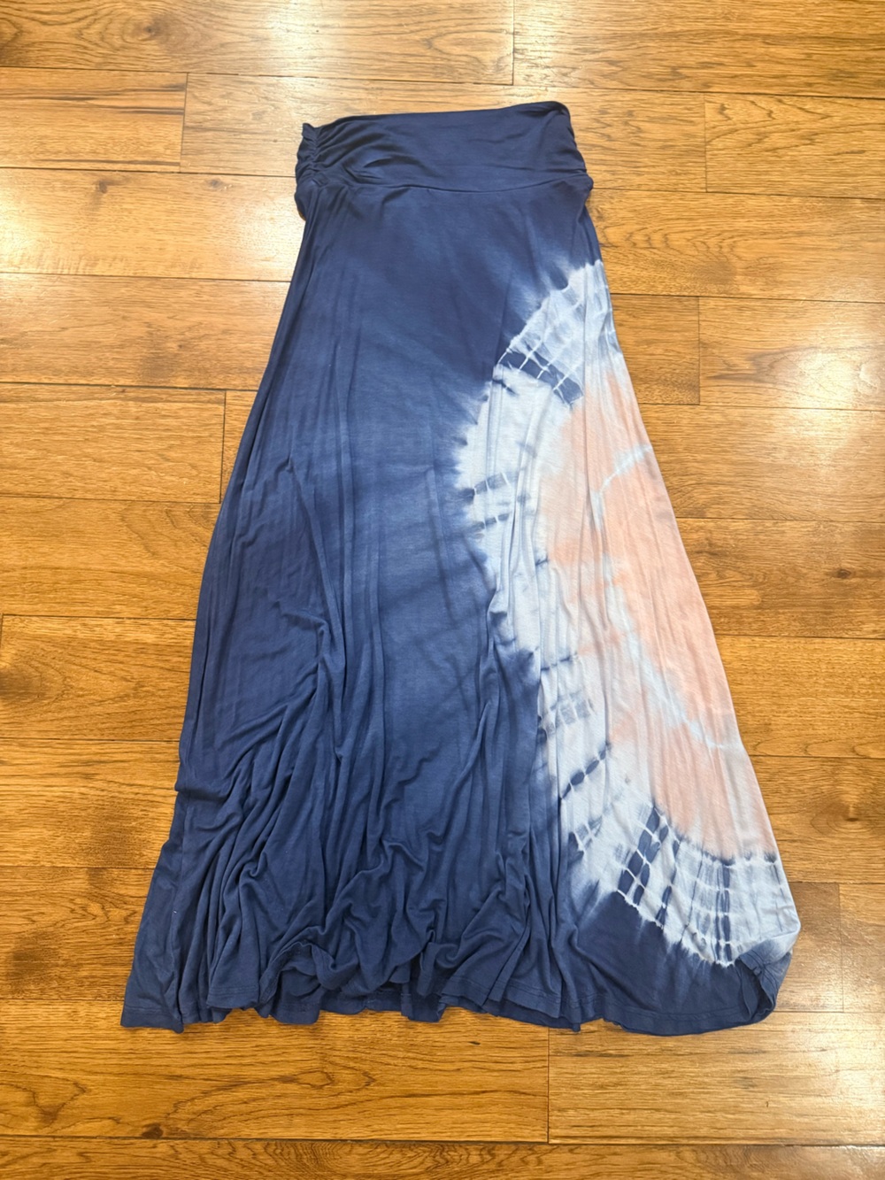 Say What? Navy Tie-Dye Maxi Skirt with Pink Accent